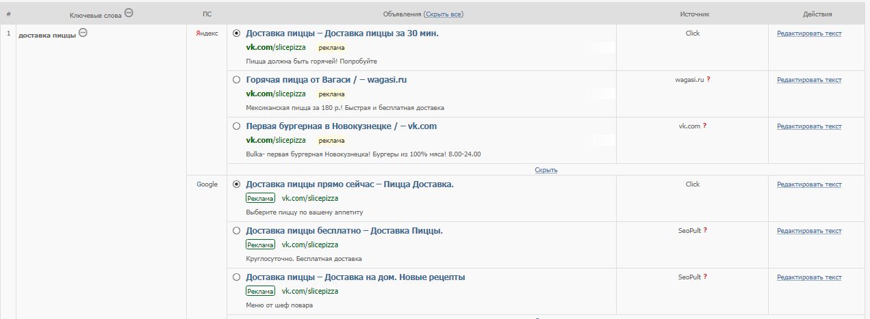 Конструктор объявлений для Яндекс.Директ и Google AdWords (Ads)