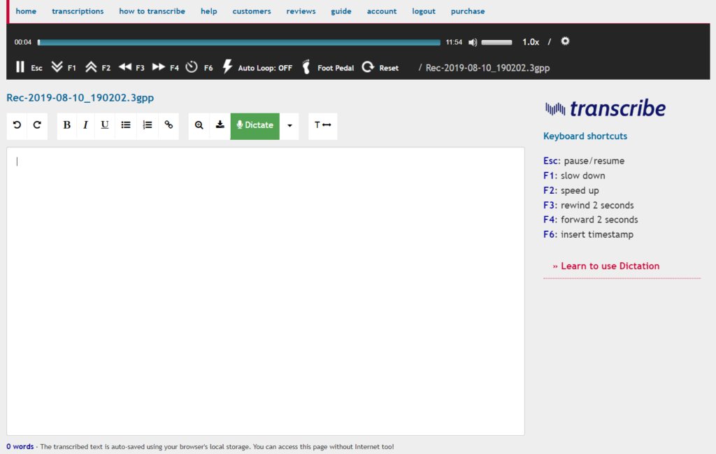 Так выглядит инструмент для ручной транскрибации
