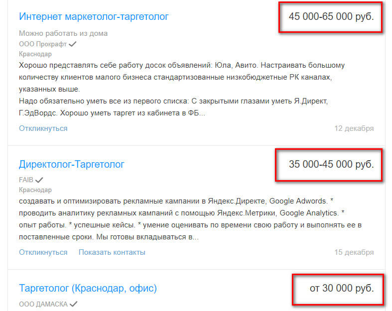 Зарплата специалиста по таргетированной рекламе
