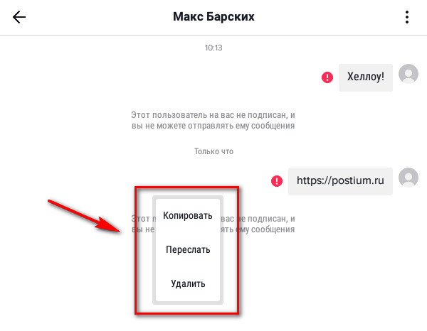 Как скопировать сообщение