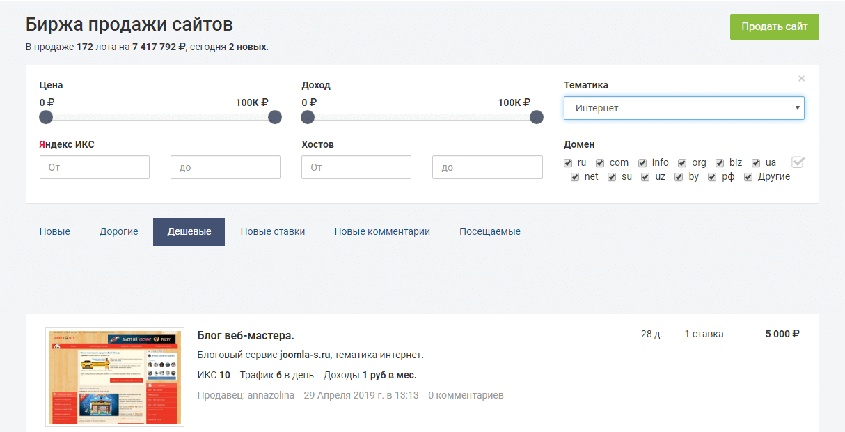 ТОП-5 лучших бирж, где можно купить/продать сайт или домен с доходом