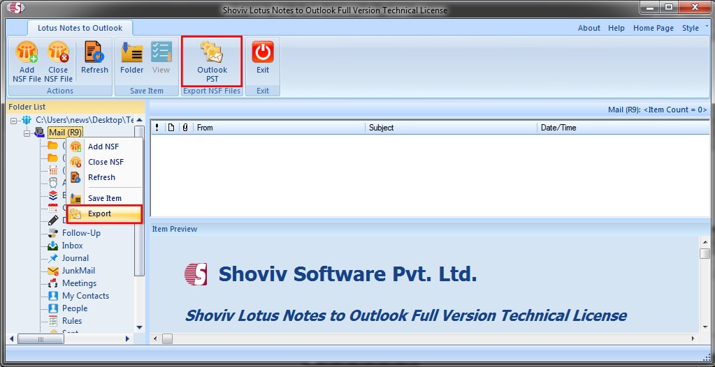 Shoviv NSF to PST Converter