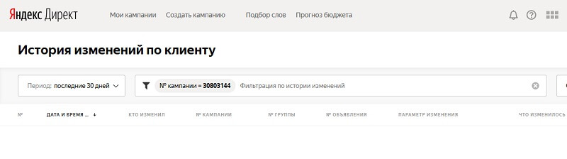 Как проверить историю изменений в Яндекс.Директ