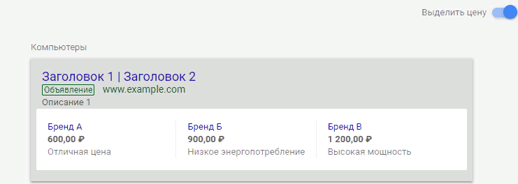 Расширение Цены
