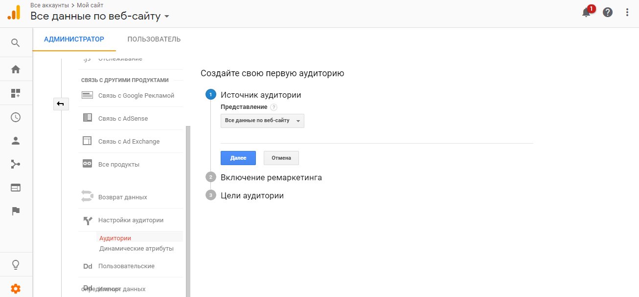 Создание аудитории ремаркетинга