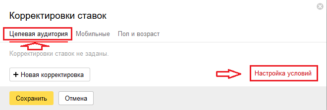 Настройка целевой аудитории