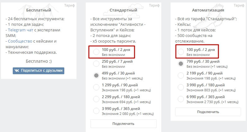 Тарифы Таргет Хантер