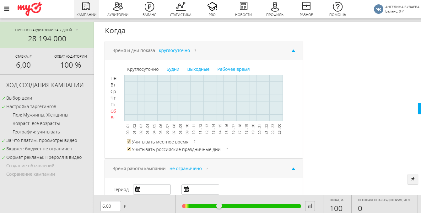 Характеристики пользователей
