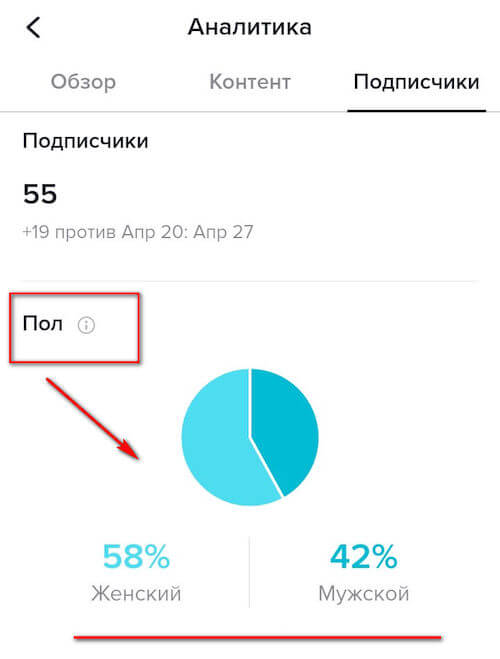 Пол подписчиков в TikTok