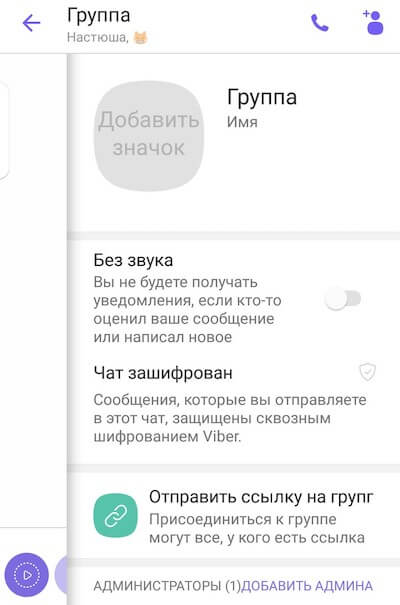 Управление и настройка группы Viber