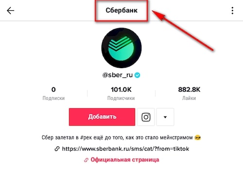 Имя профиля в Тик-Ток для компании