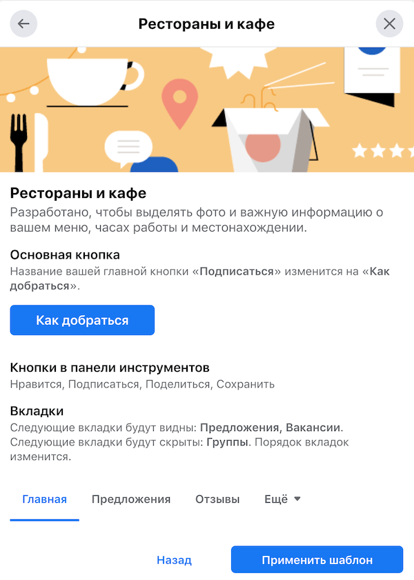 Шаблон для страницы кафе