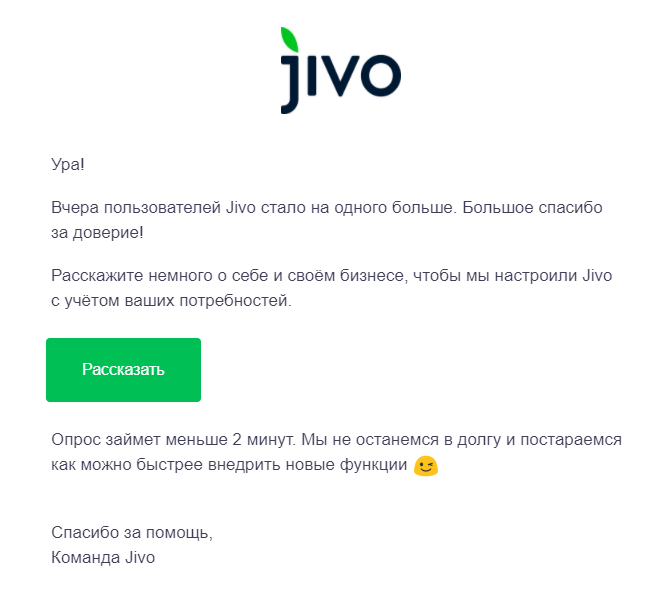 Продающее приветственное письмо