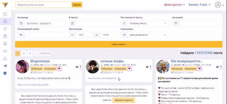 анализ контента конкурентов в телеграмм