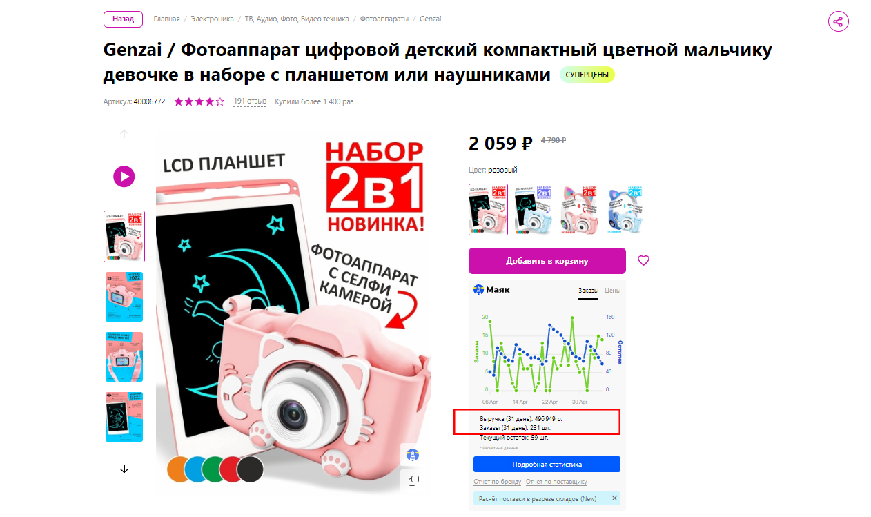 пример продаваемого товара на вб