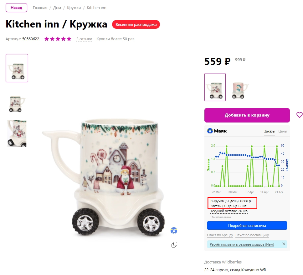 пример уникальности товара на WB