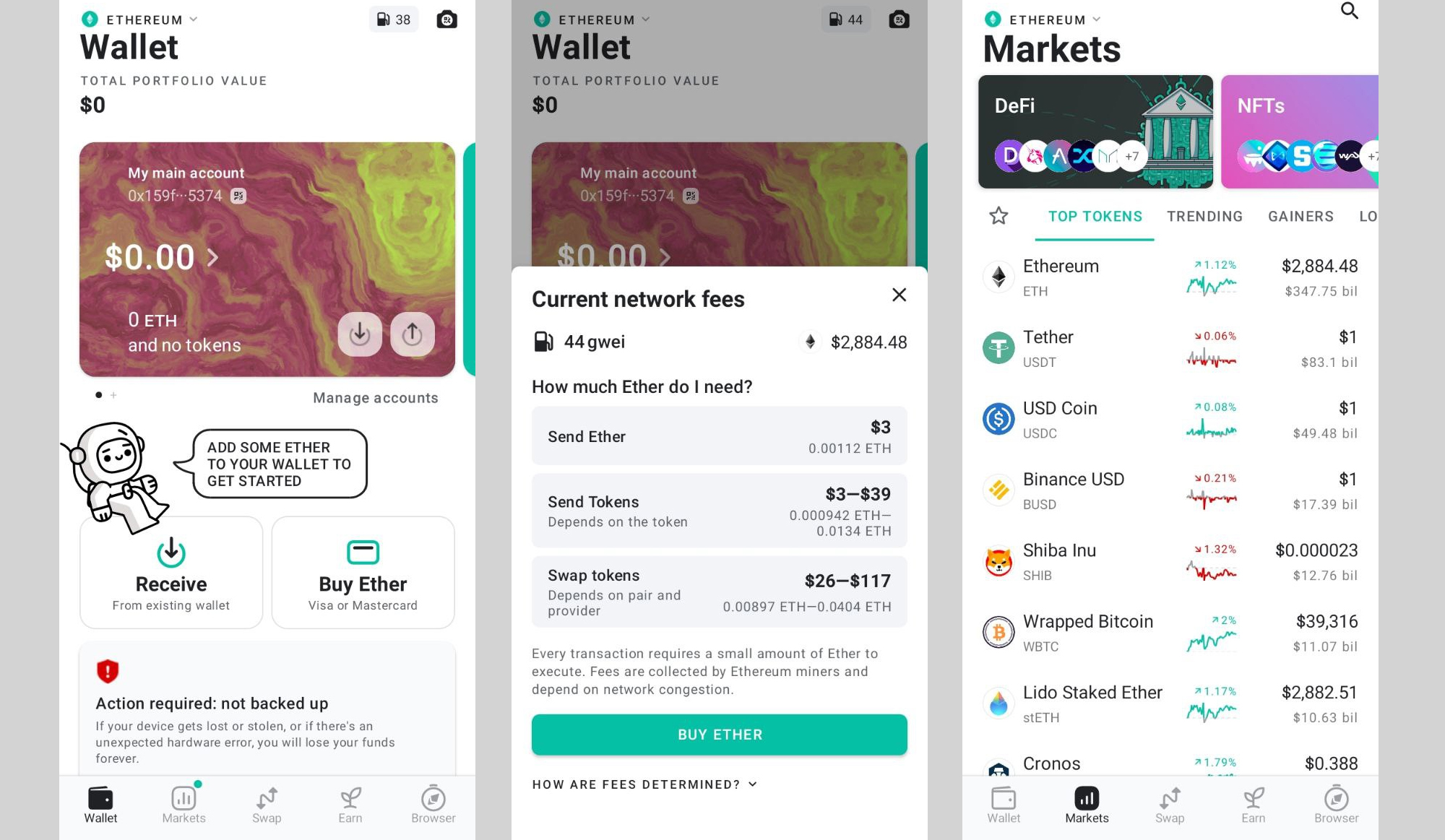 интерфейс веб версии криптокошелька