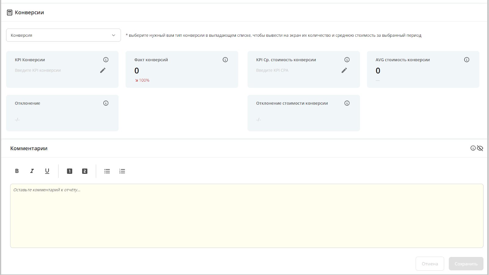 дашборд с конверсиями