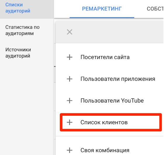 Списки аудиторий