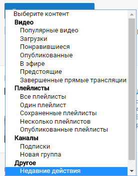 Разделы канала