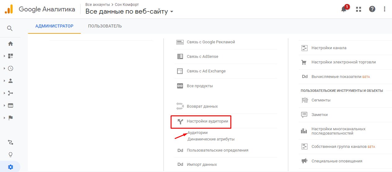 Настройка аудитории в Google Analytics