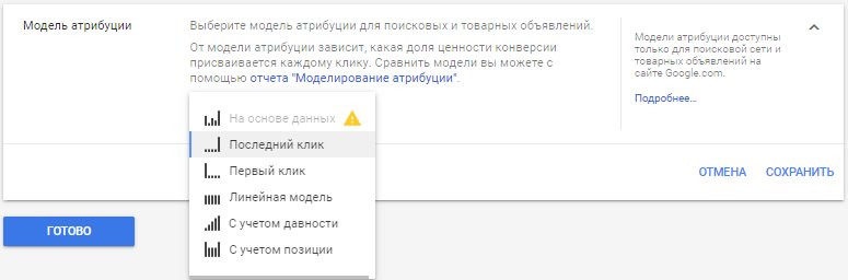 Изменение модели атрибуции
