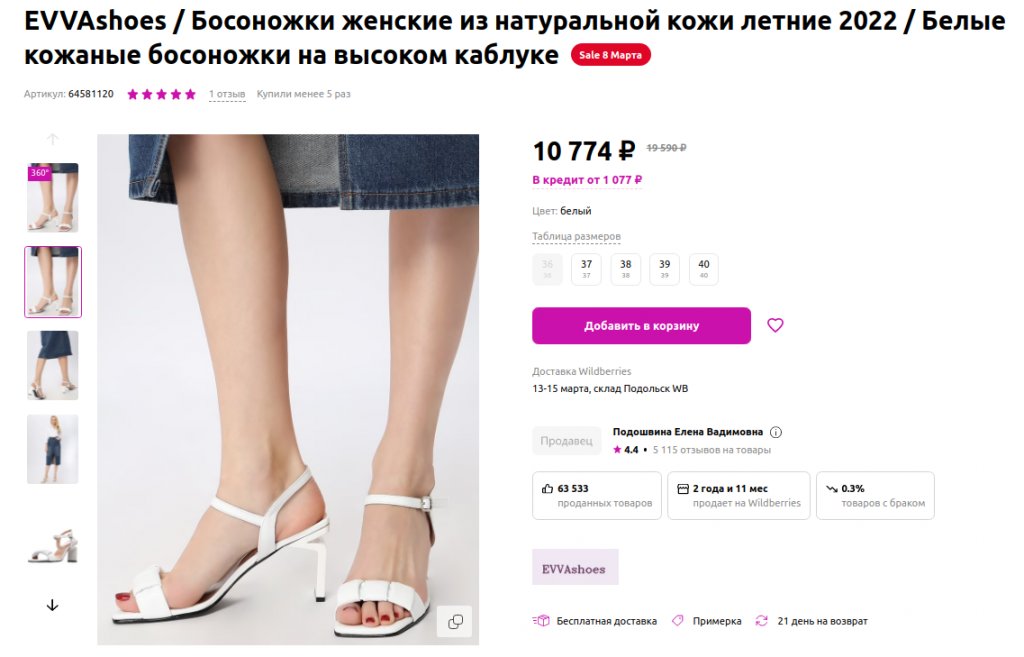 Оформление карточки товара для интернет-магазина