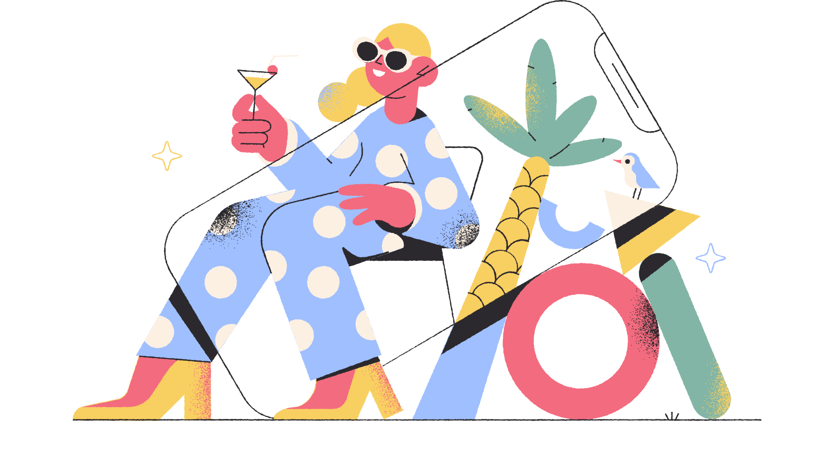 Человек на фоне рисунка птицы. Иллюстрация животного и человеческого лица.