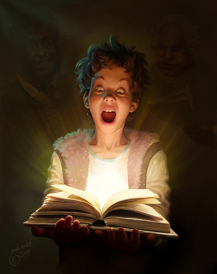 Человек, читающий книгу, портрет с утонченной фотографией лица и головы.