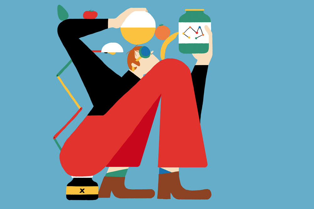 Женщина в одежде чистит сопли во время прогулки по городу.