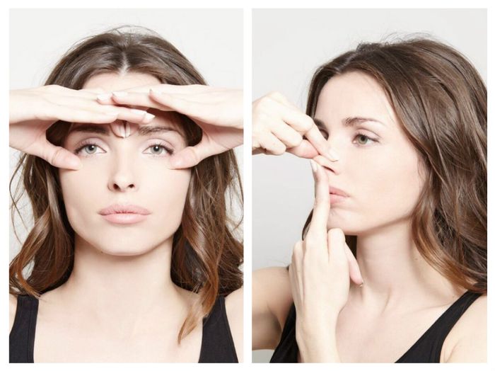 Женщина в портретной фотографии с сосредоточенным лицом и шеей.