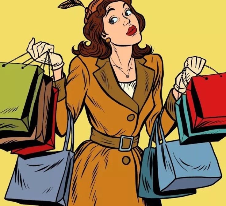 Мужчина в пальто и сумке для покупок рядом с аксессуарами в магазине.