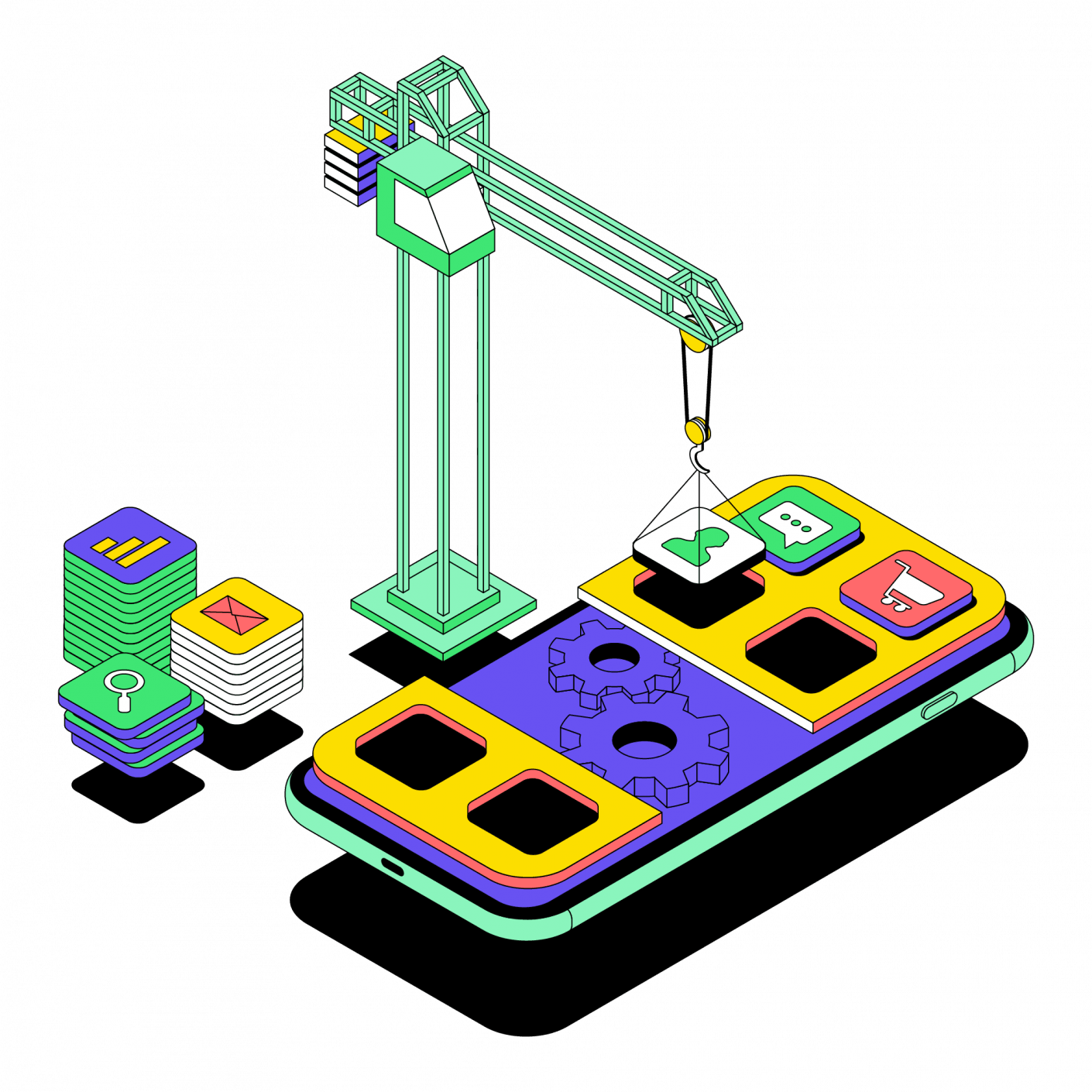 Строительство крана, диаграмма CAD для строительства.