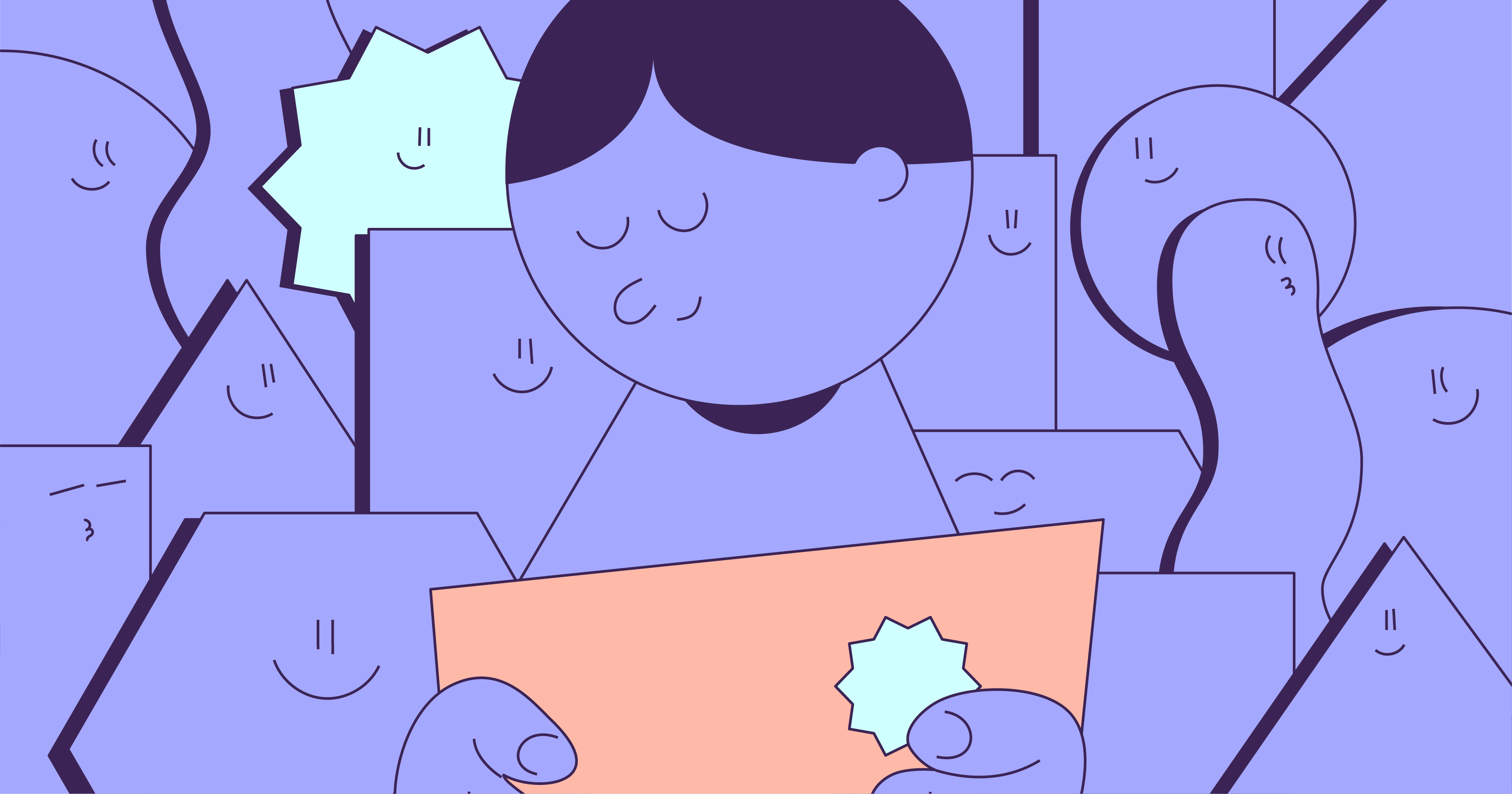 Человек с карикатурной головой, лицом и арт-стилем.【Лицо, голова, персонаж, карикатура, ис