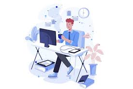 Мужчина на рабочем столе в больнице, компьютер, мебель - Деск.