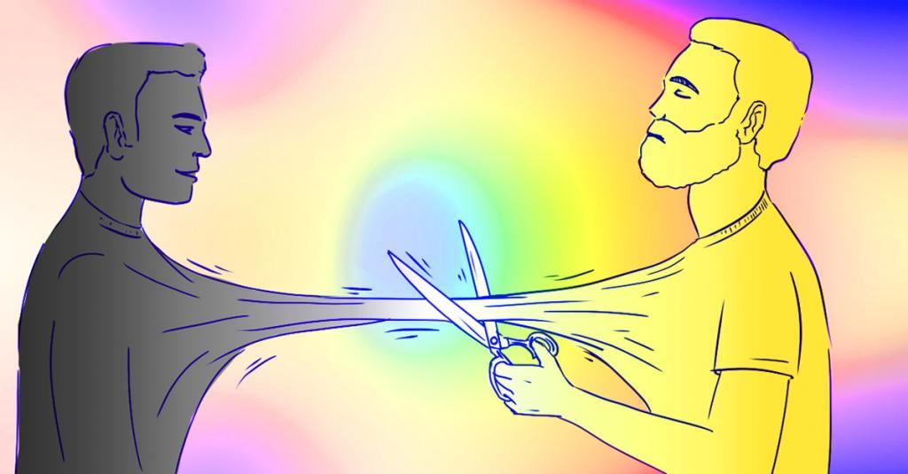 Человек с модерном искусстве, изображающий лицо и голову в современном стиле.