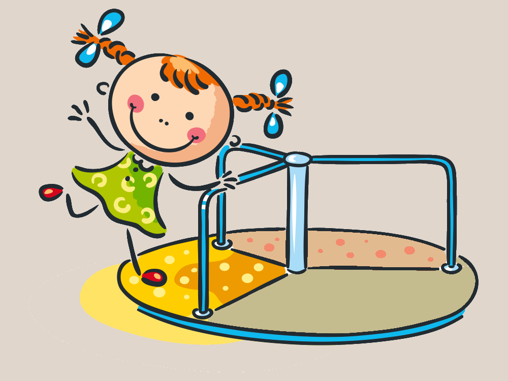 Изображение: Игровая площадка на открытом воздухе с газоном, растениями и техникой.