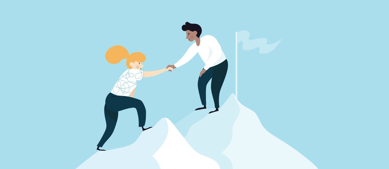 "Adult female walking outdoors on ice, holding hand with focus on face and pants."