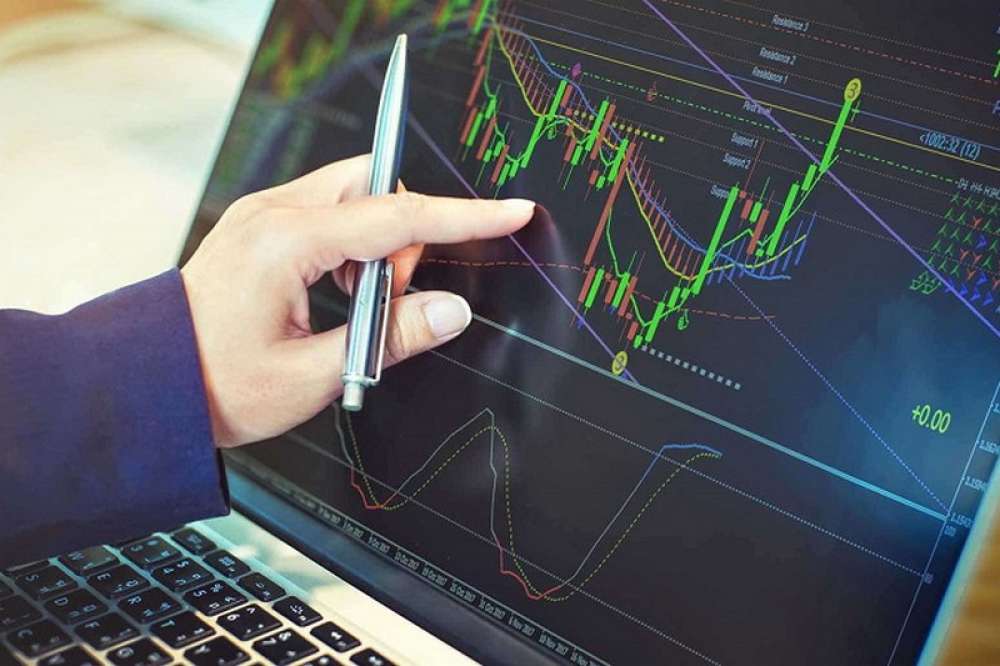 График свечей, отображающий динамику рынка на графике.