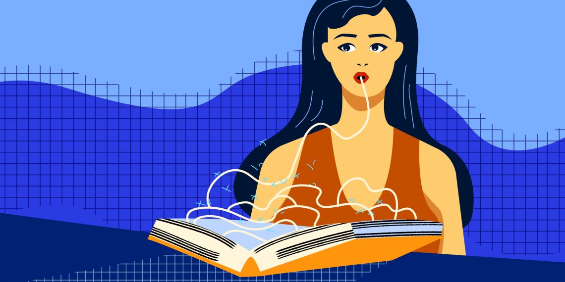 Женщина-взрослая читает книгу, изображение лица, искусство, графика.