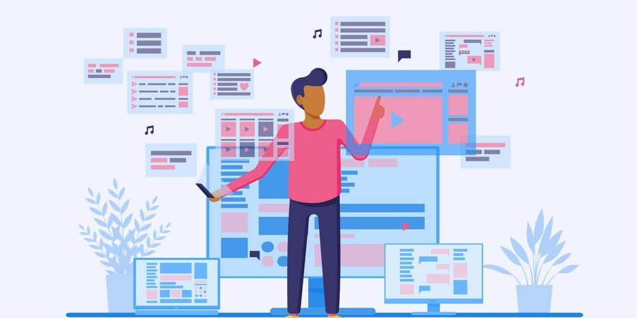 Человек с растением, лицо в профиль, голова с растениями в фоне.