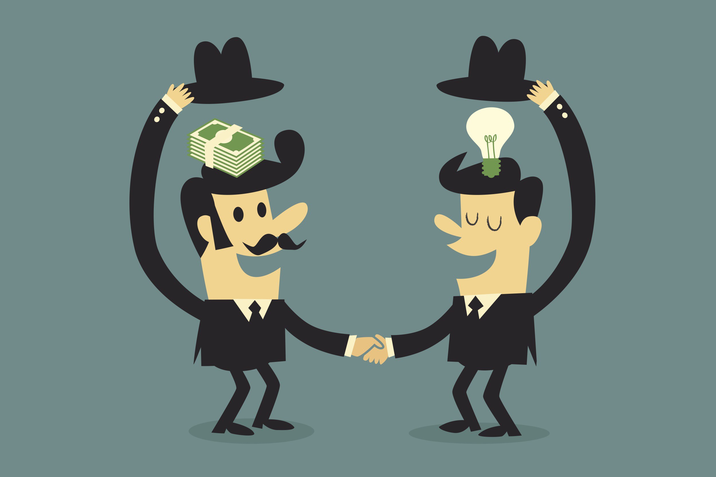 Человек в шляпе с лицом и головой, в одежде, подобный мультяшный персонаж.