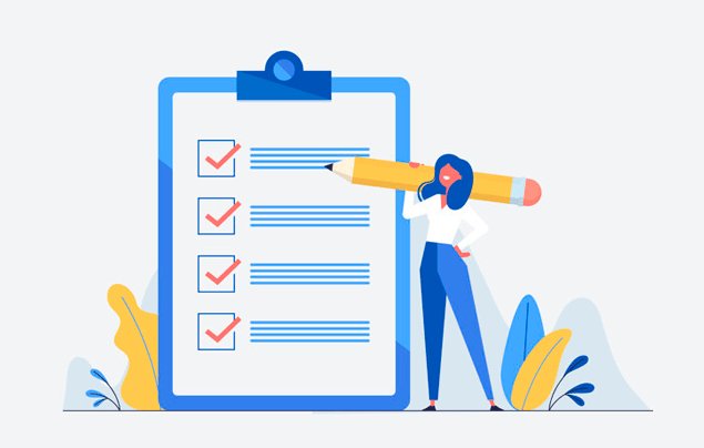 Белая доска для записей с текстом.