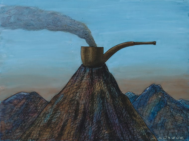 Картина под открытым небом: изящная дымка, трубка, искусство.