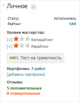 Текст на странице с символом.