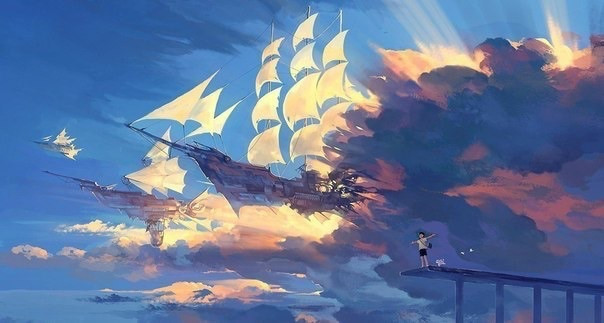 Человек за работой на свежем воздухе, создает искусство с морской живностью, акула.