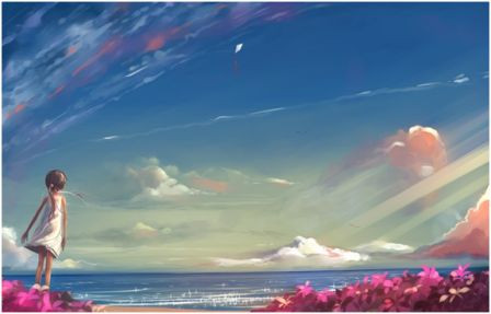 Пейзаж с изображением человека, картина природы, небо, живопись на свежем воздухе.