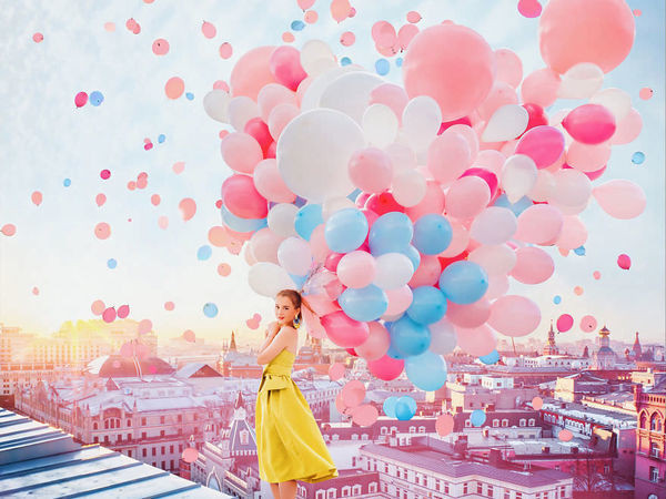 Девочка в пальто с воздушным шаром, одежда, лицо, девочка-ребенок.