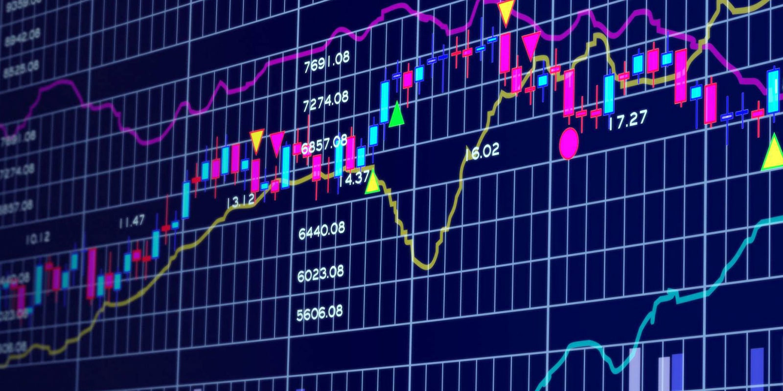 Архитектурное здание с графиком свечей - иллюстрация архитектуры и диаграмм.