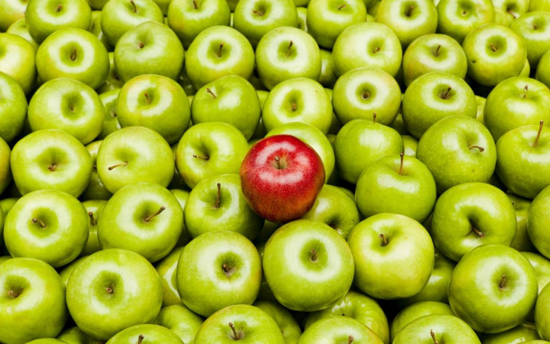 Яблоко – свежий фрукт на ветке растения, являющийся продуктом питания.